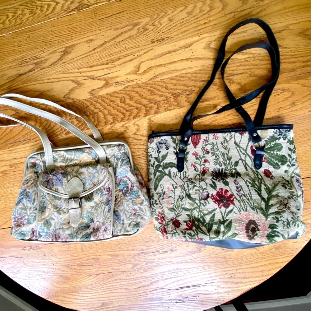 Two Vintage Floral Purses